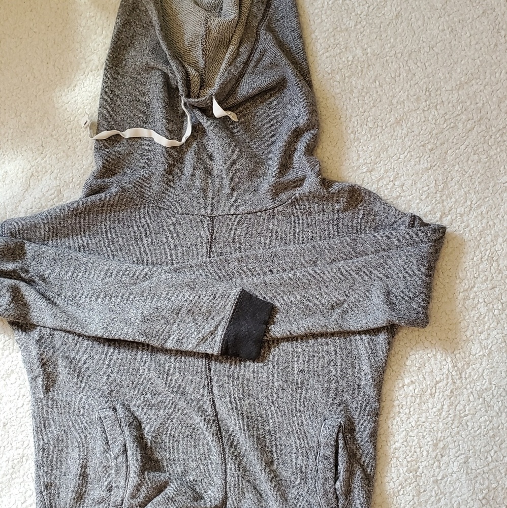 Grey sweatshirt with cowel hood